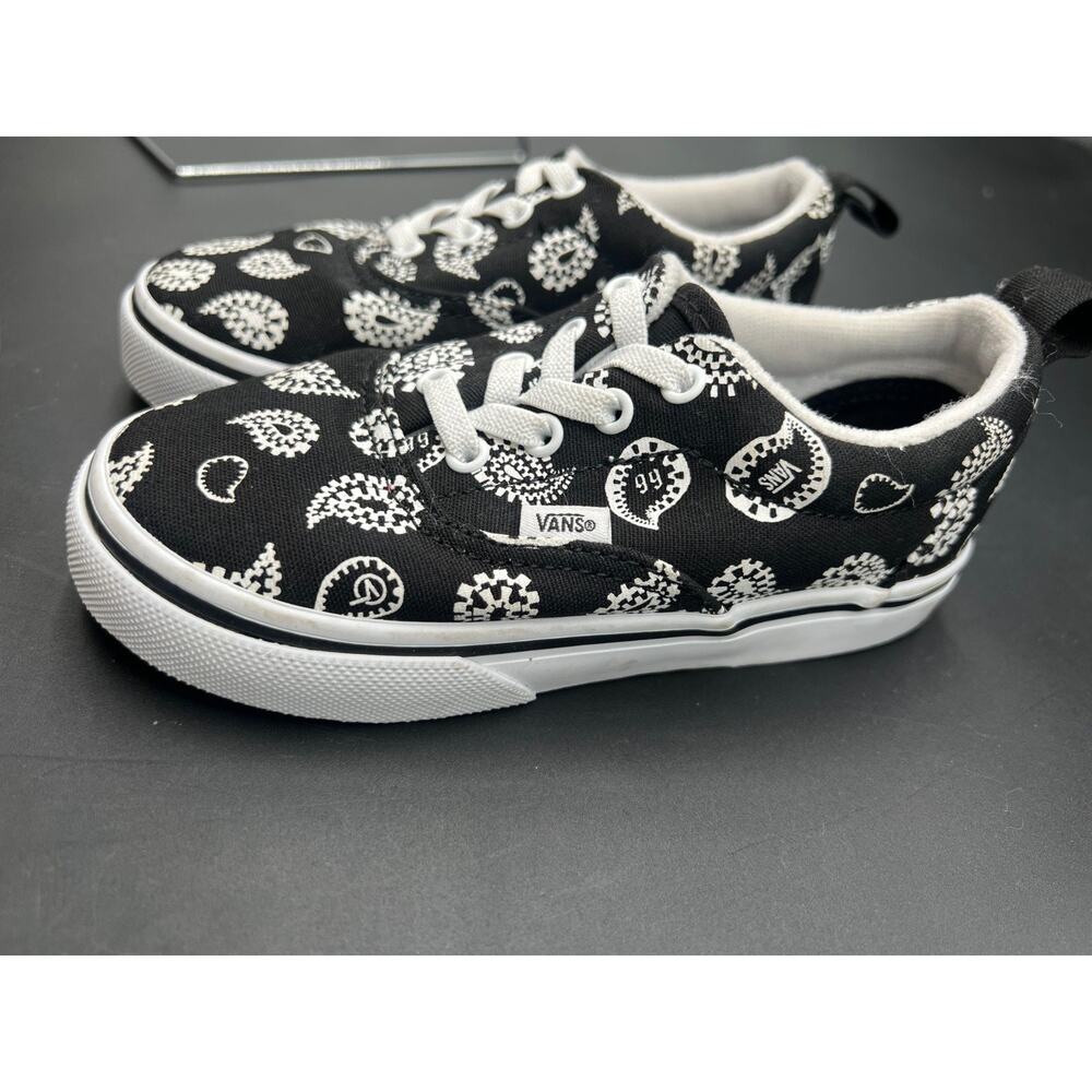 VANS Era Elasta Laces Shoe Sneaker Sz 9 Check Paisley Black & White - Picture 3 of 7
